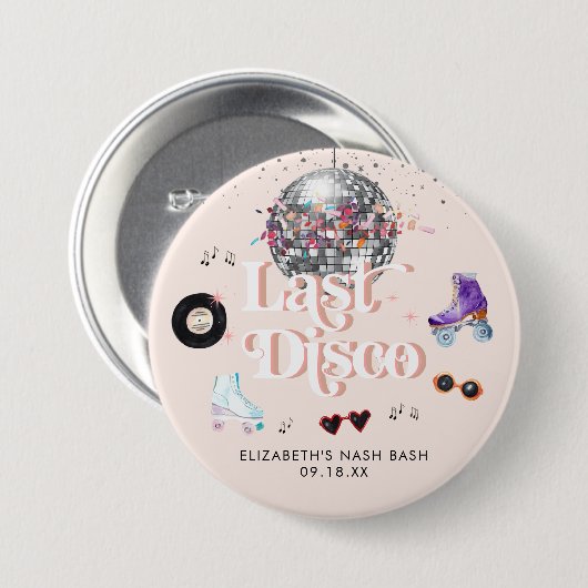 Disco Retro Roller Skating | Bachelorette Party Ronde Button 7,6 Cm (Voorkant /achterkant)