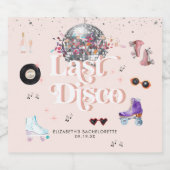 Disco Retro Roller Skating | Bachelorette Sparkling Wijnetiket (Enkel label)