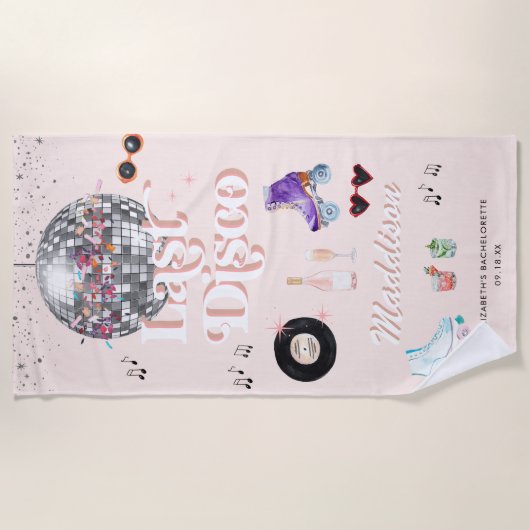 Disco Retro Roller Skating | Bachelorette Strandlaken (Voorkant)