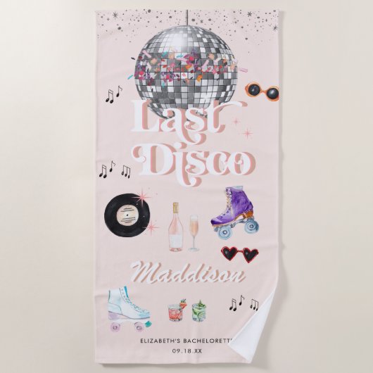 Disco Retro Roller Skating | Bachelorette Strandlaken (Voorkant)