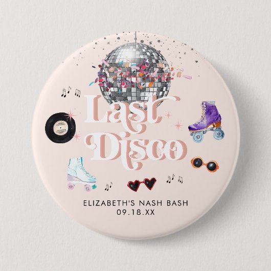 Disco Retro Roller Skating | Meisjes uit de kleren Ronde Button 7,6 Cm (Voorkant)