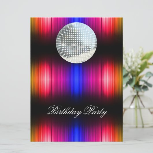 Disco Retro Verjaardagsfeest Uitnodiging (Staand voorkant)