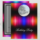 Disco Retro Verjaardagsfeest Uitnodiging (Voorkant / Achterkant)