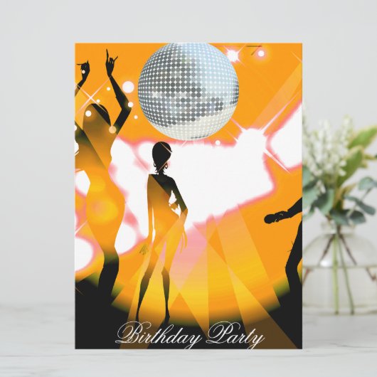 Disco Retro Verjaardagsfeest Uitnodiging (Staand voorkant)