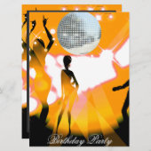 Disco Retro Verjaardagsfeest Uitnodiging (Voorkant / Achterkant)