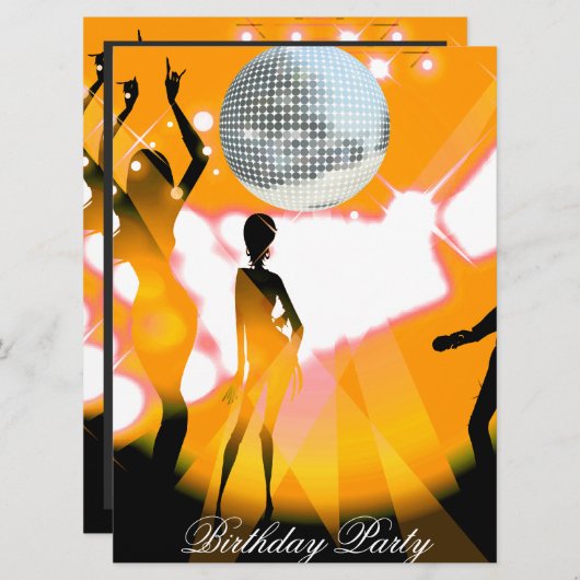 Disco Retro Verjaardagsfeest Uitnodiging (Voorkant / Achterkant)