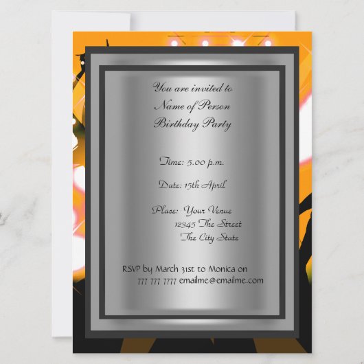 Disco Retro Verjaardagsfeest Uitnodiging (Achterkant)