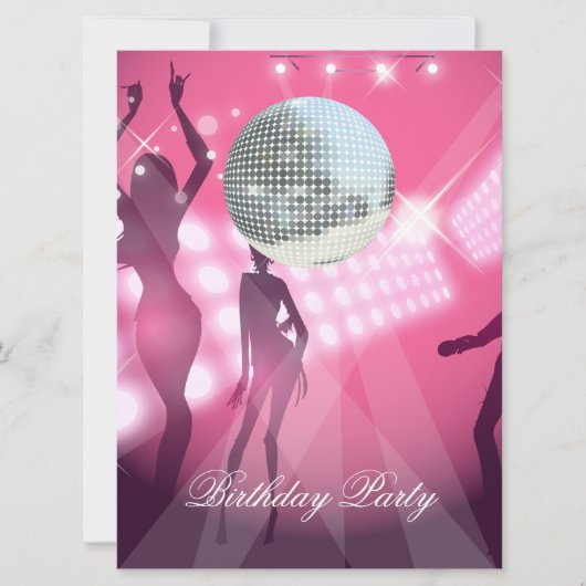 Disco Retro Verjaardagsfeest Uitnodiging (Voorkant)