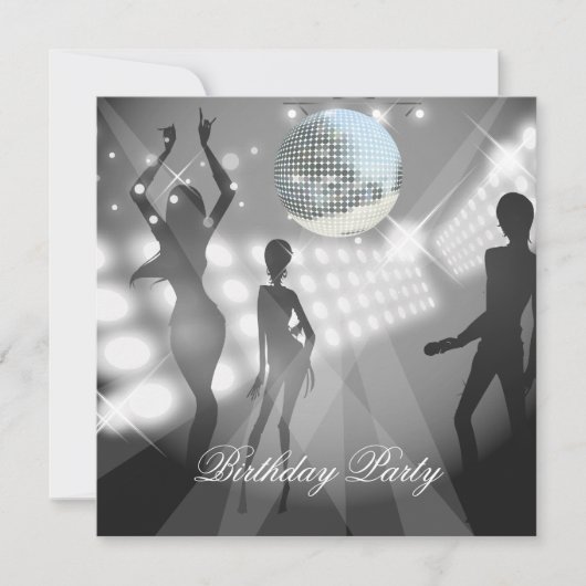 Disco Retro Verjaardagsfeest Uitnodiging (Voorkant)