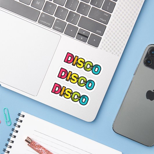 DISCO retro vinyl Sticker (Laptop met iPhone)