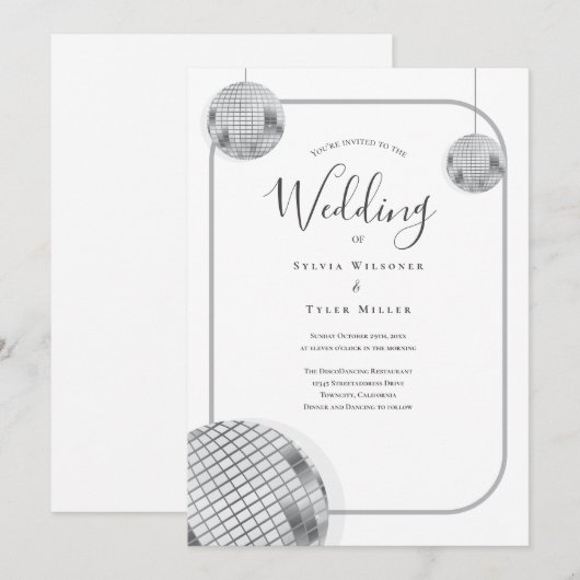 Disco Retro Wedding Kaart (Voorkant / Achterkant)