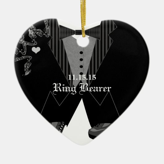 Disco Ring Bearer Wedding kerstversiering Keramisch Ornament (Voorkant)