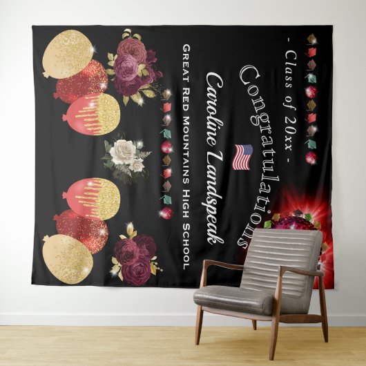 Disco rode bal Afstuderen 2025 Wandkleed (In Situ (horizontaal))