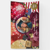 Disco Rode Bal, USA Vlag Welkom Spandoek (Verticaal)