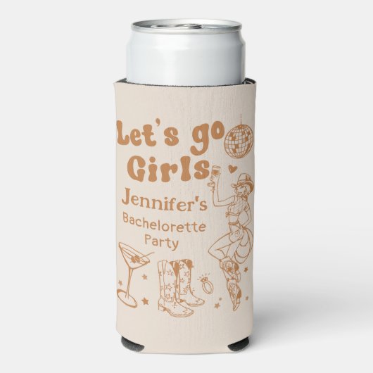 Disco Rodeo Cowgirl Bachelorette Koeler (Seltzer Achterkant)