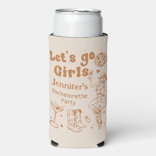 Disco Rodeo Cowgirl Bachelorette Koeler (Seltzer Voorkant)