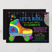 Disco Roller Schaatsfeest, Schaatsen, glitters Kaart (Voorkant / Achterkant)