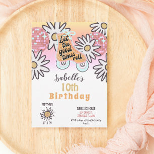 Disco Roller Skating Girls Birthday Party Kaart