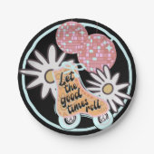 Disco Roller Skating Party Papieren Bordje (Voorkant)