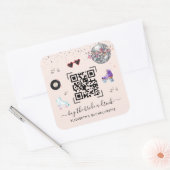 Disco Roller Skating Trakteer de Bruid een Drink Q Vierkante Sticker (Envelop)