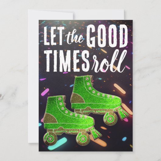 Disco Rollerskating Verjaardag Glitter Roller Scha Kaart (Achterkant)