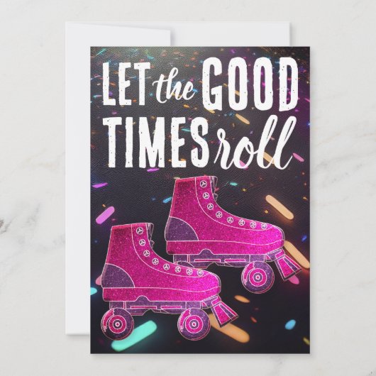 Disco Rollerskating Verjaardag Glitter Roller Scha Kaart (Achterkant)