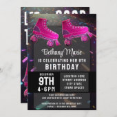 Disco Rollerskating Verjaardag Glitter Roller Scha Kaart (Voorkant / Achterkant)