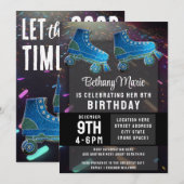 Disco Rollerskating Verjaardag Glitter Roller Scha Kaart (Voorkant / Achterkant)