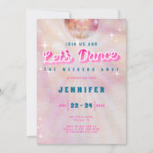 Disco roze Blauwgroen Retro Dance Bachelorette Wee Kaart (Voorkant)