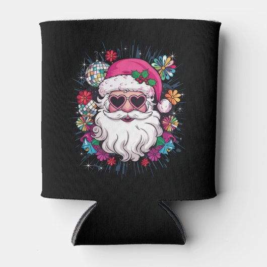 Disco Roze Kerstman Grappig Kerstfeest Blikjeskoeler (Voorkant)