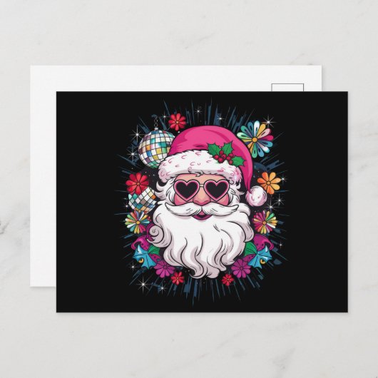 Disco Roze Kerstman Grappig Kerstfeest Feestdagenkaart (Voorkant / Achterkant)
