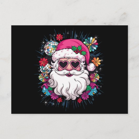 Disco Roze Kerstman Grappig Kerstfeest Feestdagenkaart (Voorkant)