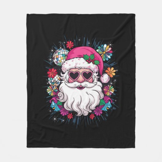 Disco Roze Kerstman Grappig Kerstfeest Fleece Deken (Voorkant)