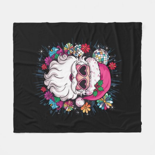 Disco Roze Kerstman Grappig Kerstfeest Fleece Deken (Voorkant (Horizontaal))