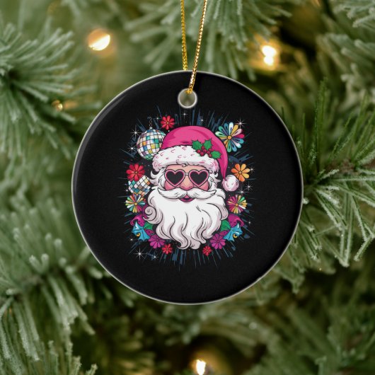 Disco Roze Kerstman Grappig Kerstfeest Keramisch Ornament (Boom)