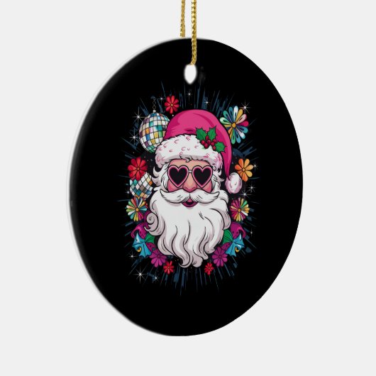 Disco Roze Kerstman Grappig Kerstfeest Keramisch Ornament (Rechts)