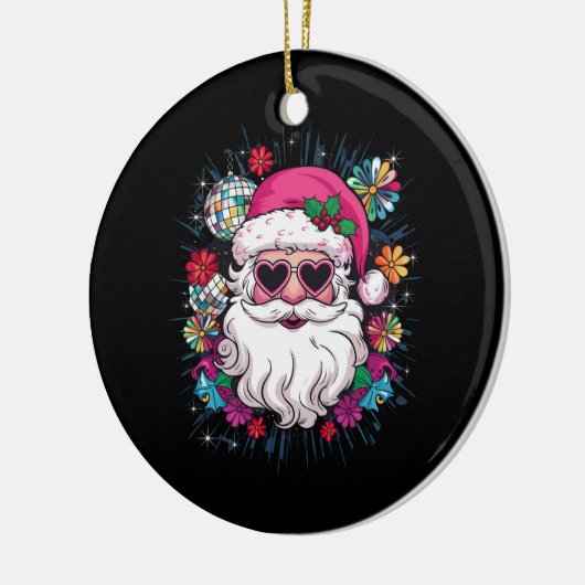Disco Roze Kerstman Grappig Kerstfeest Keramisch Ornament (Links)