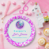 Disco roze luipaard print retro dans verjaardag papieren bordje (Feest)