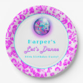 Disco roze luipaard print retro dans verjaardag papieren bordje (Voorkant)