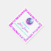 Disco roze luipaard print retro dans verjaardag servet (Hoek)