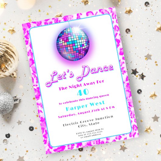 Disco Roze Luipaardprint Retro Dans Verjaardag Kaart