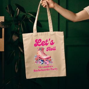 Disco Roze Retro Roller Schaatsen Bachelorette Ond Tote Bag