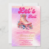 Disco Roze Retro Roller Skate Bachelorette Feest Kaart (Voorkant)