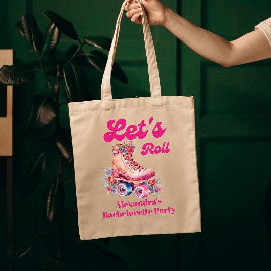 Disco Roze Retro Roller Skaten  Meidenavond Tote Bag