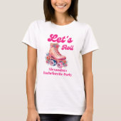 Disco Roze Retro Roller Skating Bachelorette Feest T-shirt (Voorkant)