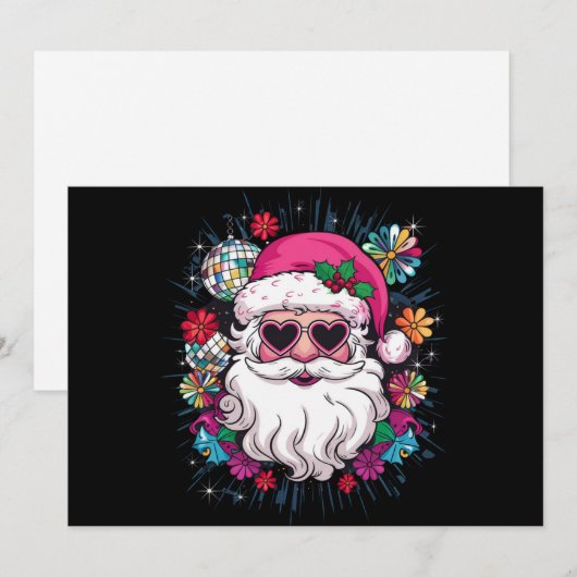 Disco Roze Sinterklaas Kerstmis Grappige Kerstfees Feestdagenkaart (Voorkant / Achterkant)