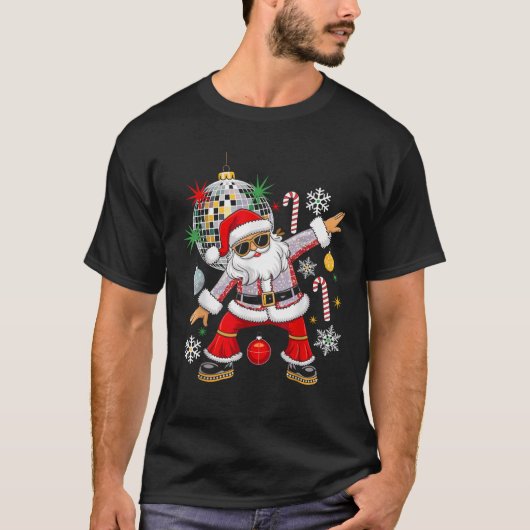 Disco Santa Christmas Music Retro Groovy jaren 70  T-shirt (Voorkant)