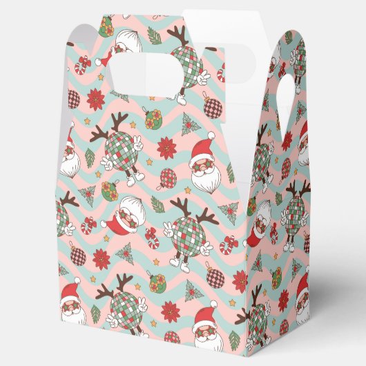Disco Santa en rendier vakantiepatroon Bedankdoosjes (Geopend)