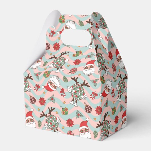 Disco Santa en rendier vakantiepatroon Bedankdoosjes (Voorkant Zijde)