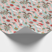 Disco Santa en rendier vakantiepatroon Cadeaupapier (Hoek)